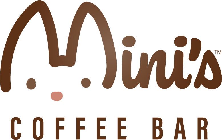 Mini’s Coffee Bar logo featuring a stylized hamster face and brown lettering.