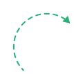 Abstract circular design with black and white dots and a green dotted outline