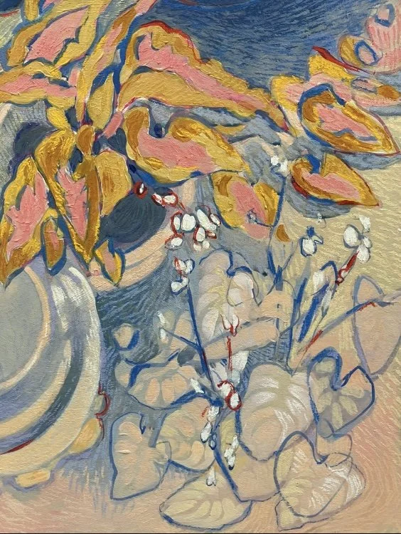 Bégonias (détail) - Technique mixte sur carton - 60x40 