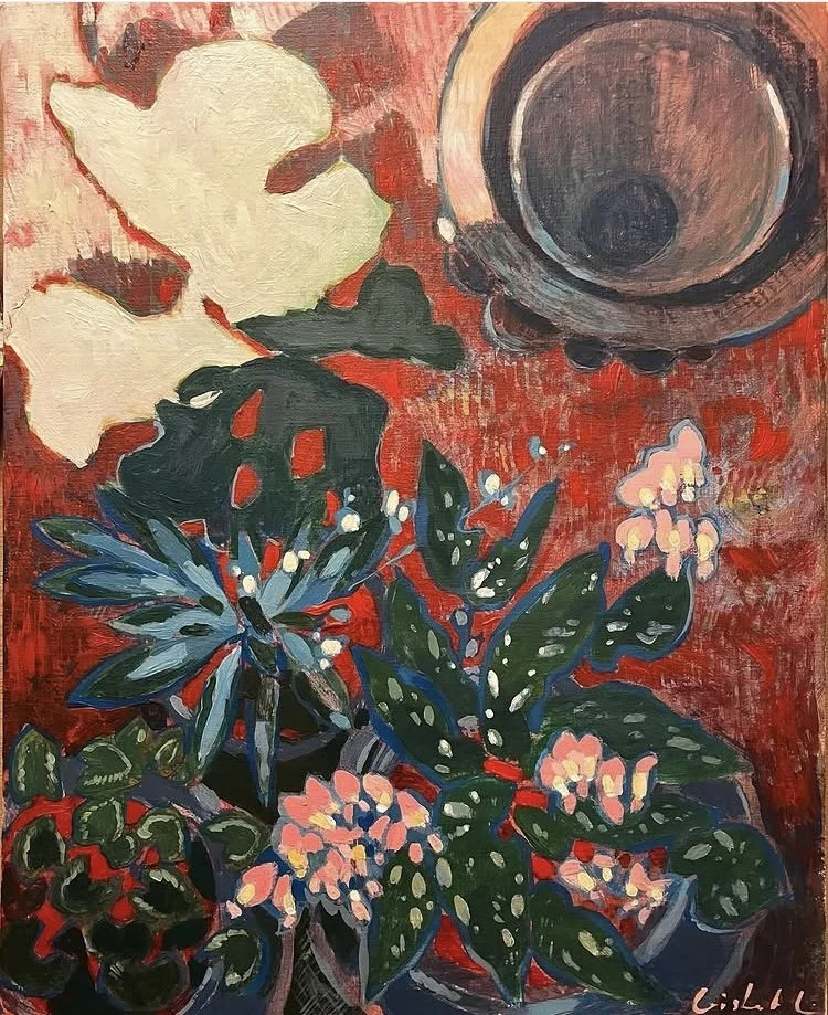 Lumière d'hiver sur tapis rouge - Acrylique sur toile - 41x34 
