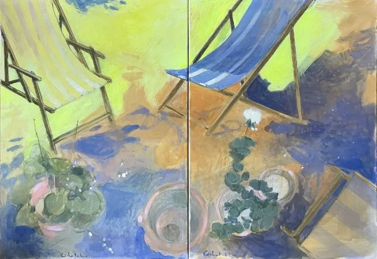 Diptyque - Souvenir d'une terrasse - Acrylique sur toile - 70x50 chacun 