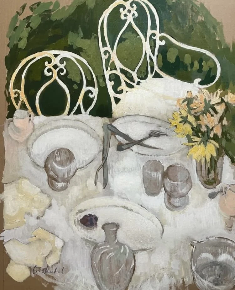 Déjeuner - Technique mixte sur carton - 80x60 - vendu