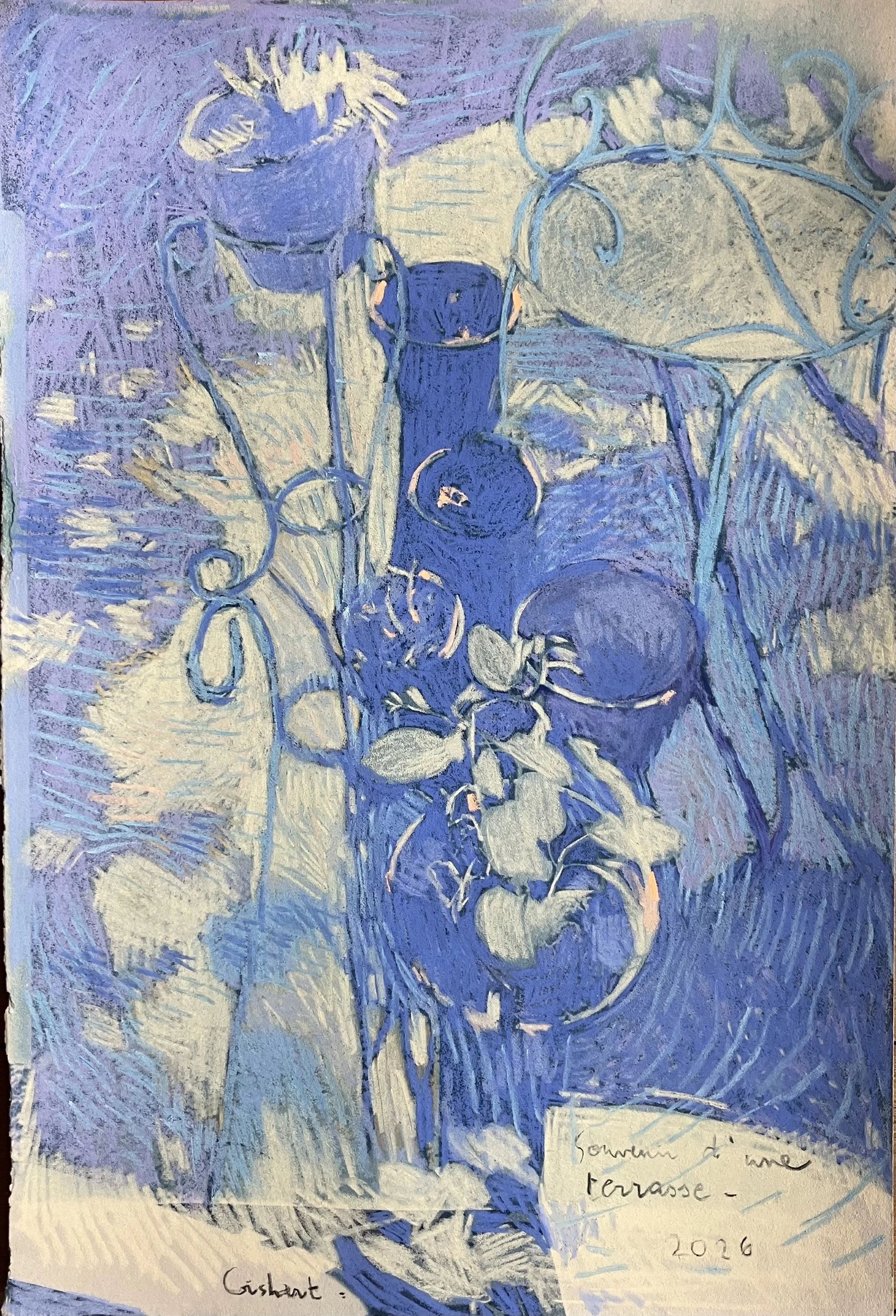 Souvenir d'une terrasse - pastel sec - 60x40