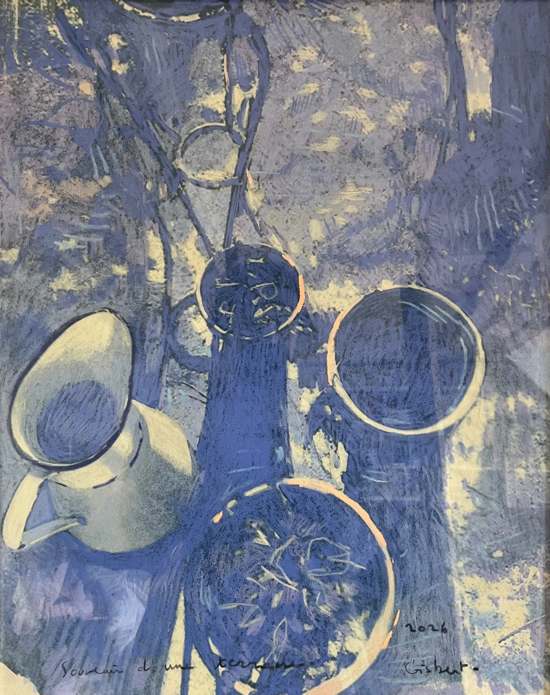 Souvenir d'une terrasse - pastel sec - 50x40