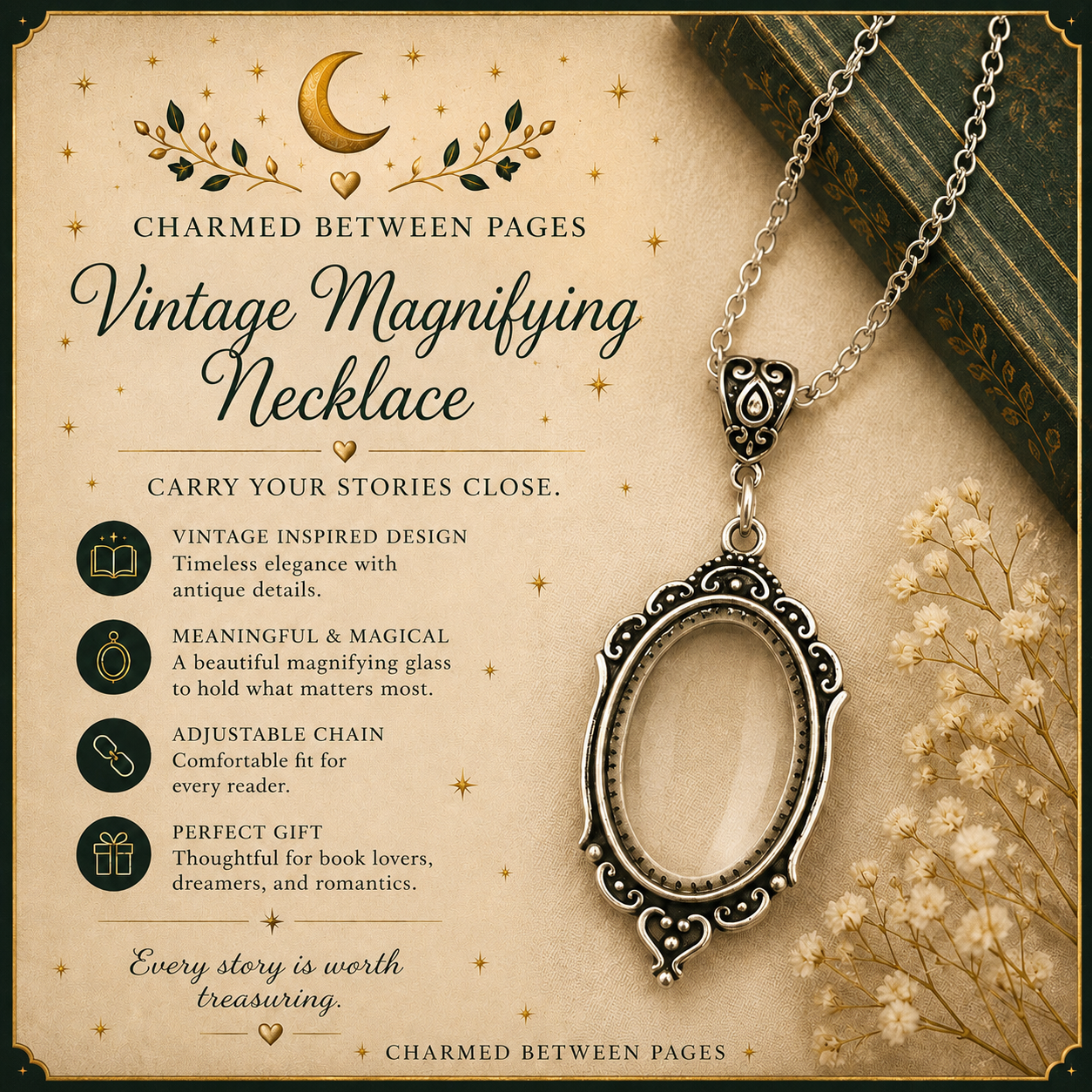 Vintage Magnifying Glass Necklace