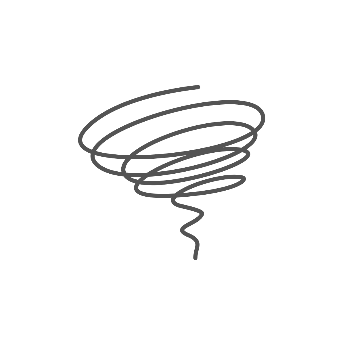 Illustration of a tornado with a spiraling, funnel shape.