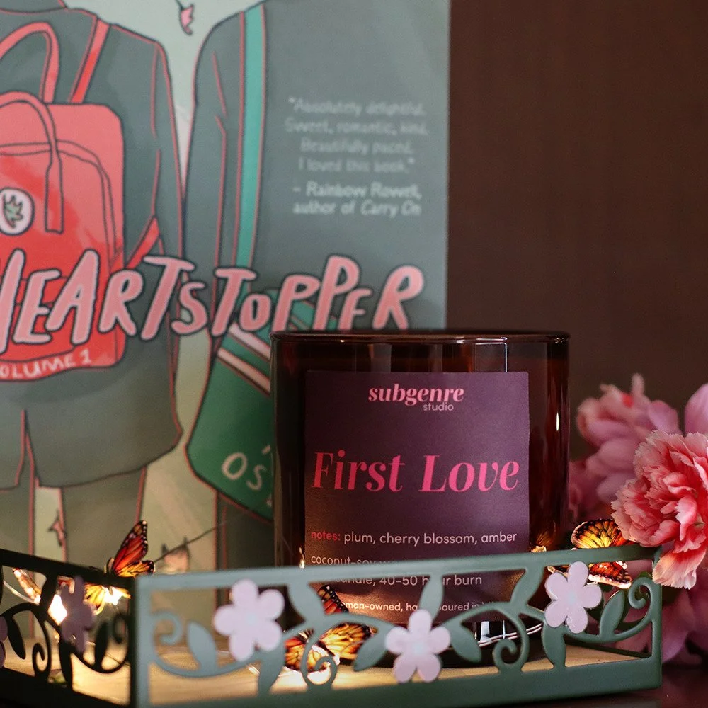 Subgenre Studio Candles: Available Online 7/14

First Love (available in 10oz and 1.5oz)

Soft as spring-petals and gentle as a passing touch, the first love is sweet, delicate, and unforgettable.

Notes: plum, cherry blossom, amber

Burn Time: 40-50