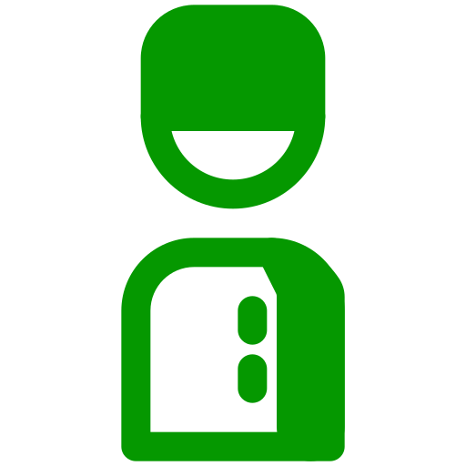 Green smiling figure with a box on its chest.
