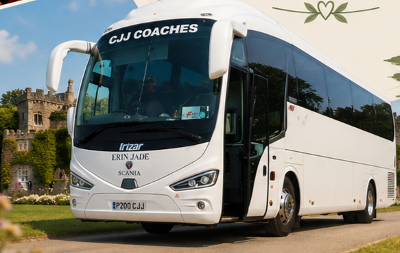 White coach bus offering Day trips in Bracknell