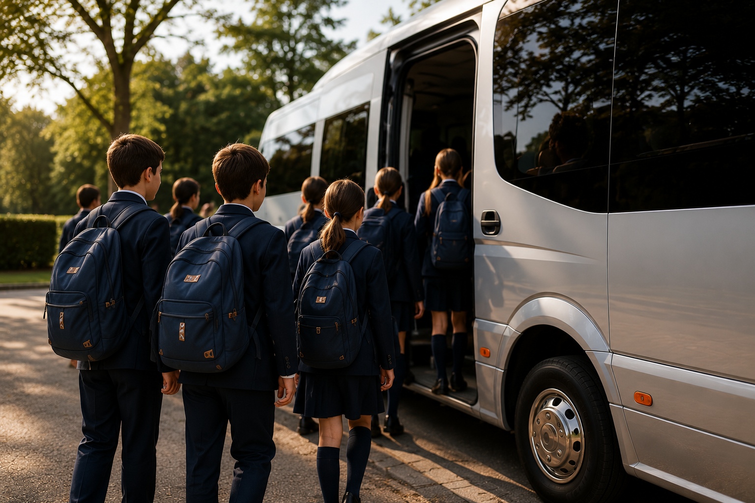 Private hire minibus operated by CJJ Coaches, School Transport