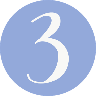 Ein blauer Kreis mit der Zahl 3 in der Mitte.