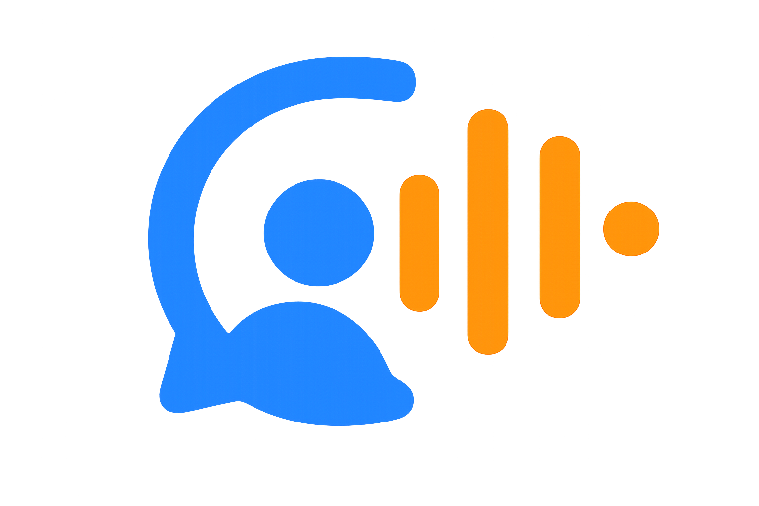 Classroom Companion logo made up of an ear piece (with the inside of the ear piece also representing a person) and sound waves on the outside.