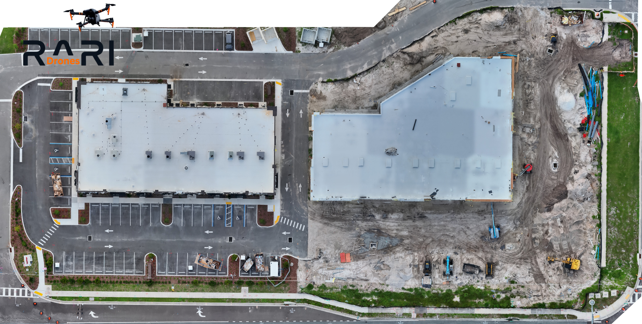2D orthomosaic aerial map of a Wesley Chapel, FL construction site generated from drone imagery by RARI Drones.
