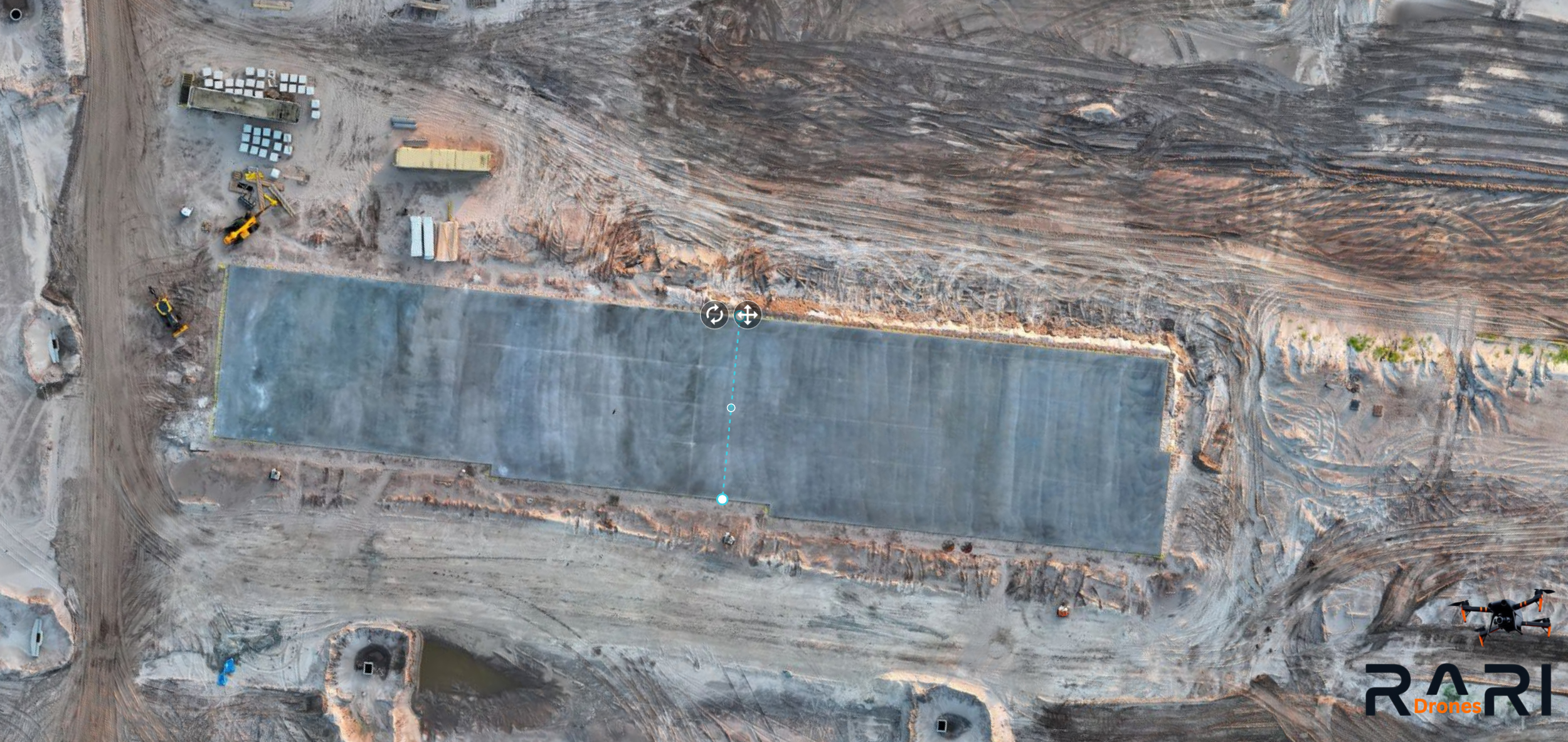 DroneDeploy measurement tool demonstrating distance measurement capability on a 2D orthomosaic | RARI Drones