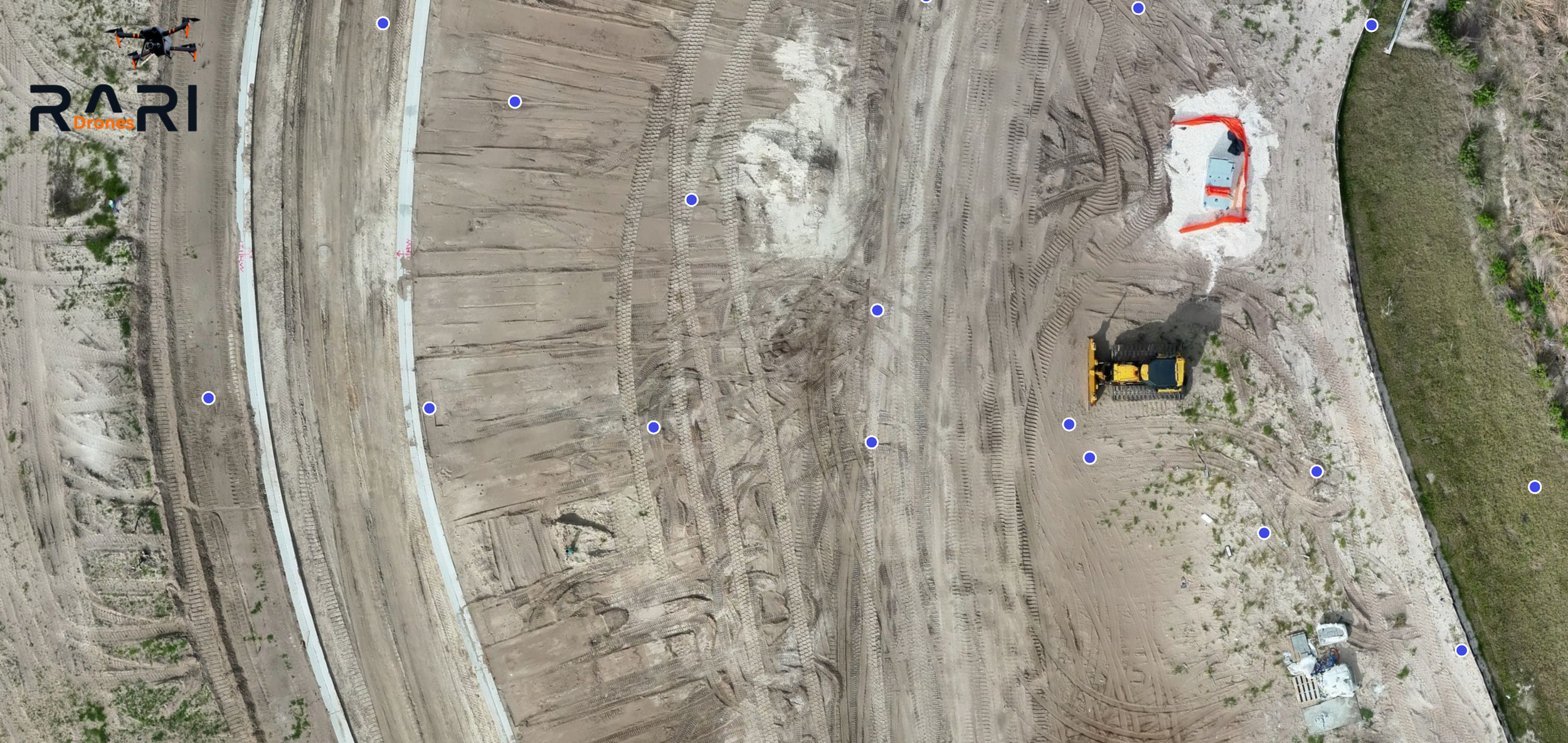 DroneDeploy 2D orthomosaic with image capture points showing individual drone photos used to build the aerial map | RARI Drones