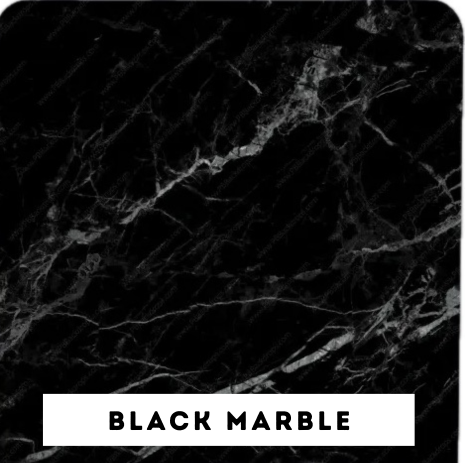 Black marble surface with white veining pattern.