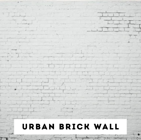 White brick wall with a label that says 'Urban Brick Wall' at the bottom.