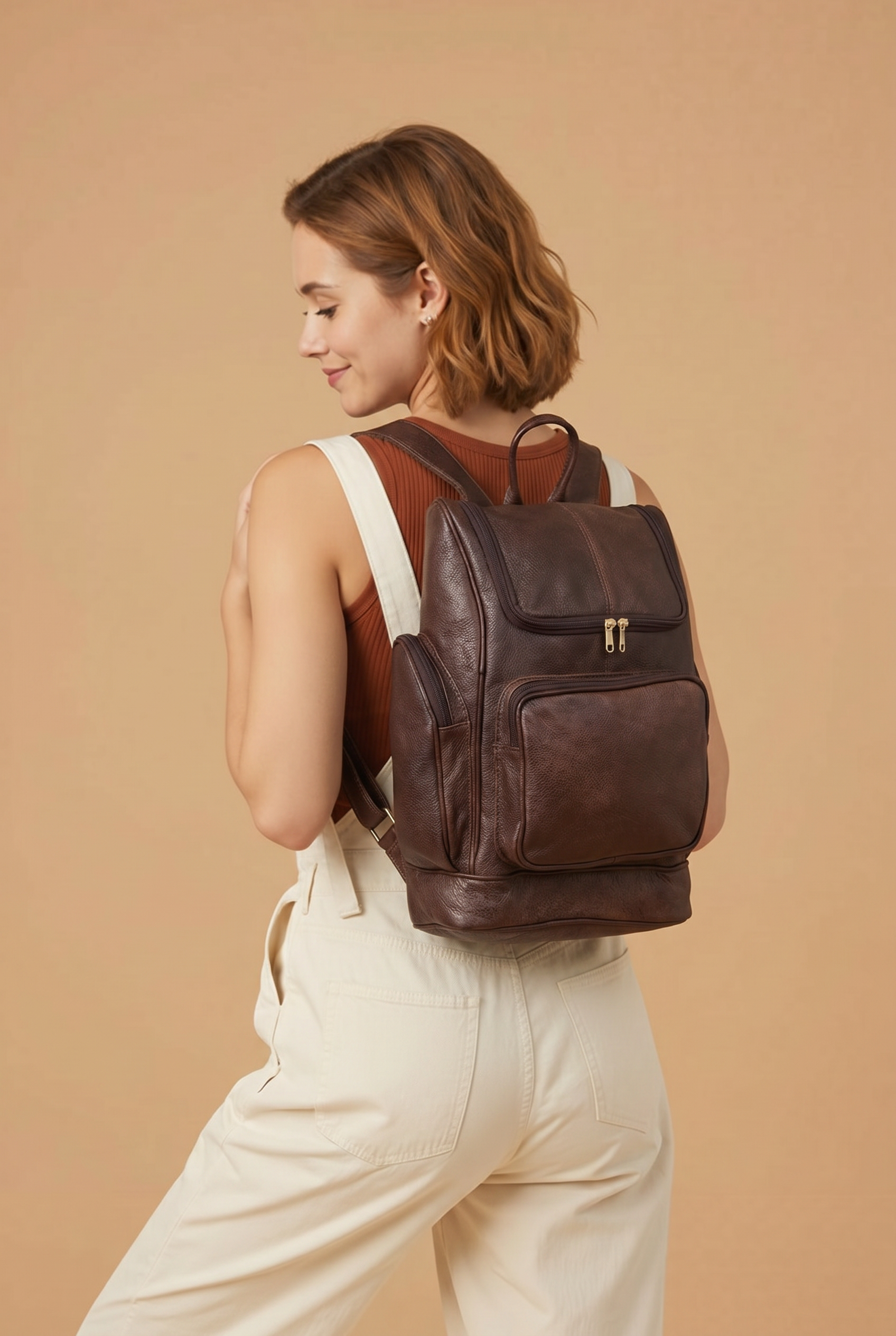 Buffalo leather backpack