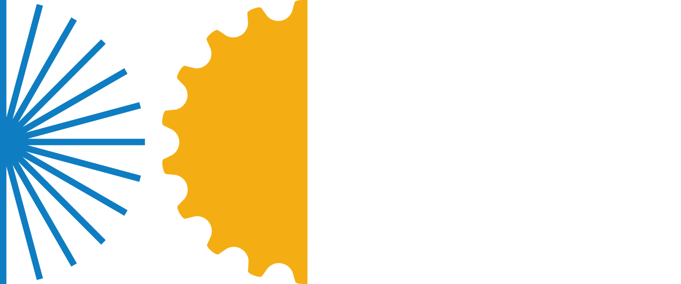 The Cycling Institute Logo - an abstract illustration of a wheel and a cog