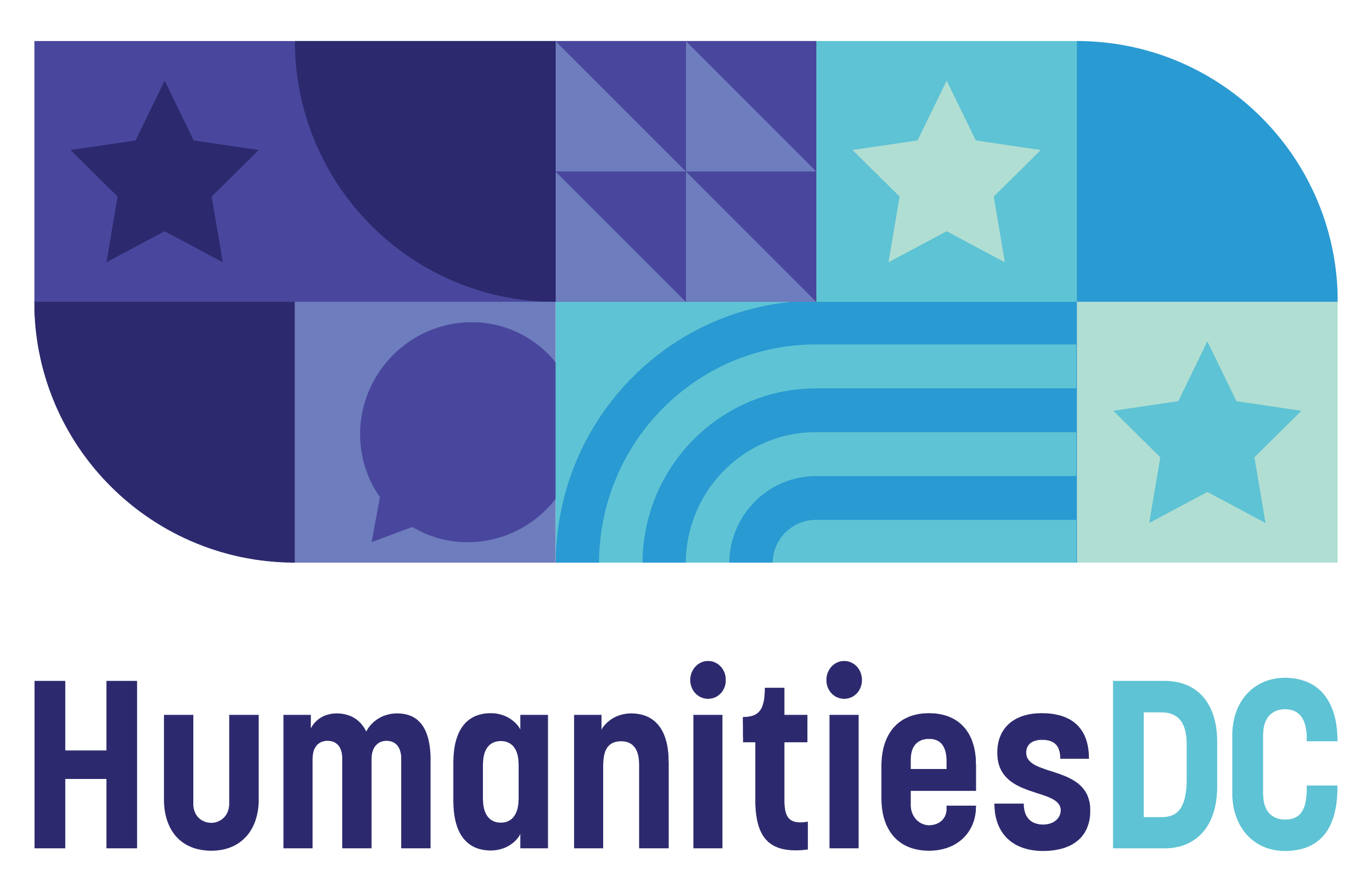 Close-up of the Microsoft Ignite 2022 logo, which features a stylized star and geometric shapes in blue shades, with partially visible text that reads 'Ignite' and part of the word 'HUMANITIES'.
