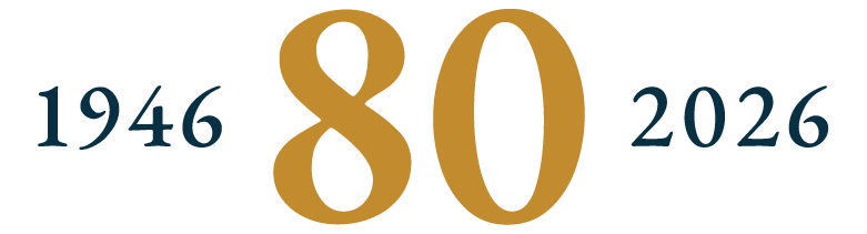 Number 80 with the years 1946 and 2026 on either side, celebrating an 80th anniversary.