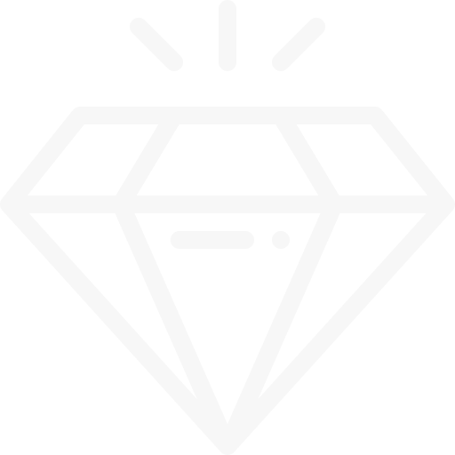 Stylized white diamond icon with lines radiating from the top on a black background.