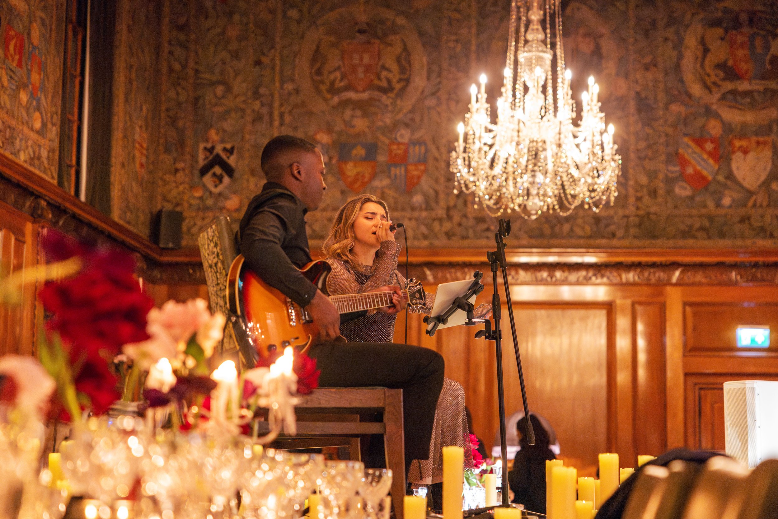 Female vocalist performing at a luxury wedding reception