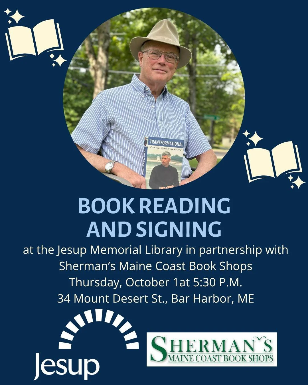 Today's the day! I'll see you at the @jesuplibrary  in Bar Harbor with Rpresentative Gary Friedmann and @shermansbooks, or online at https://www.jesuplibrary.org/events/douglas-rooks

#MaineAuthor #DouglasRooksWrites #GovernorKenCurtis #MaineHistory