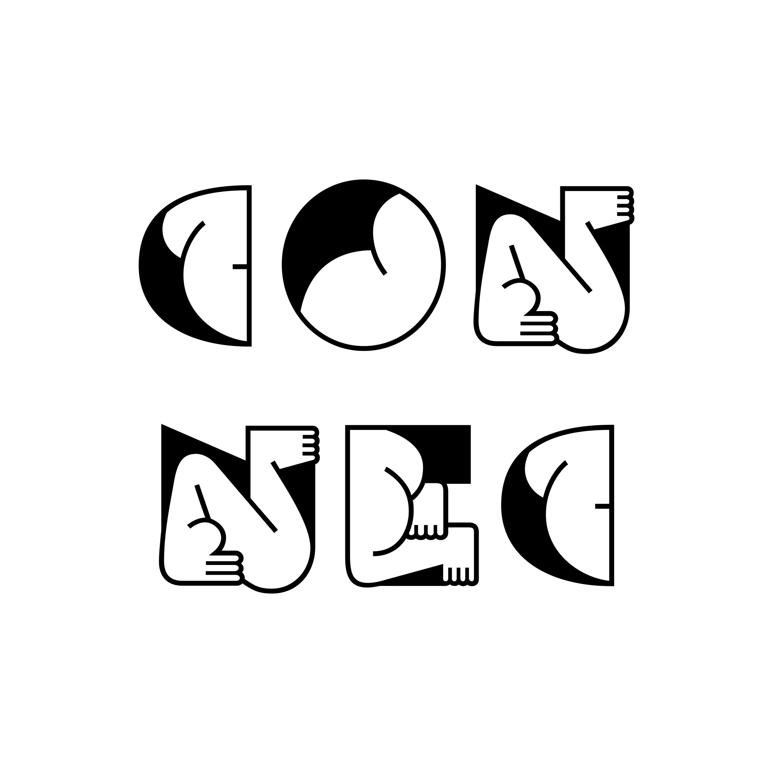 Black and white stylized text spelling out 'COOL' with carved, blocky font.