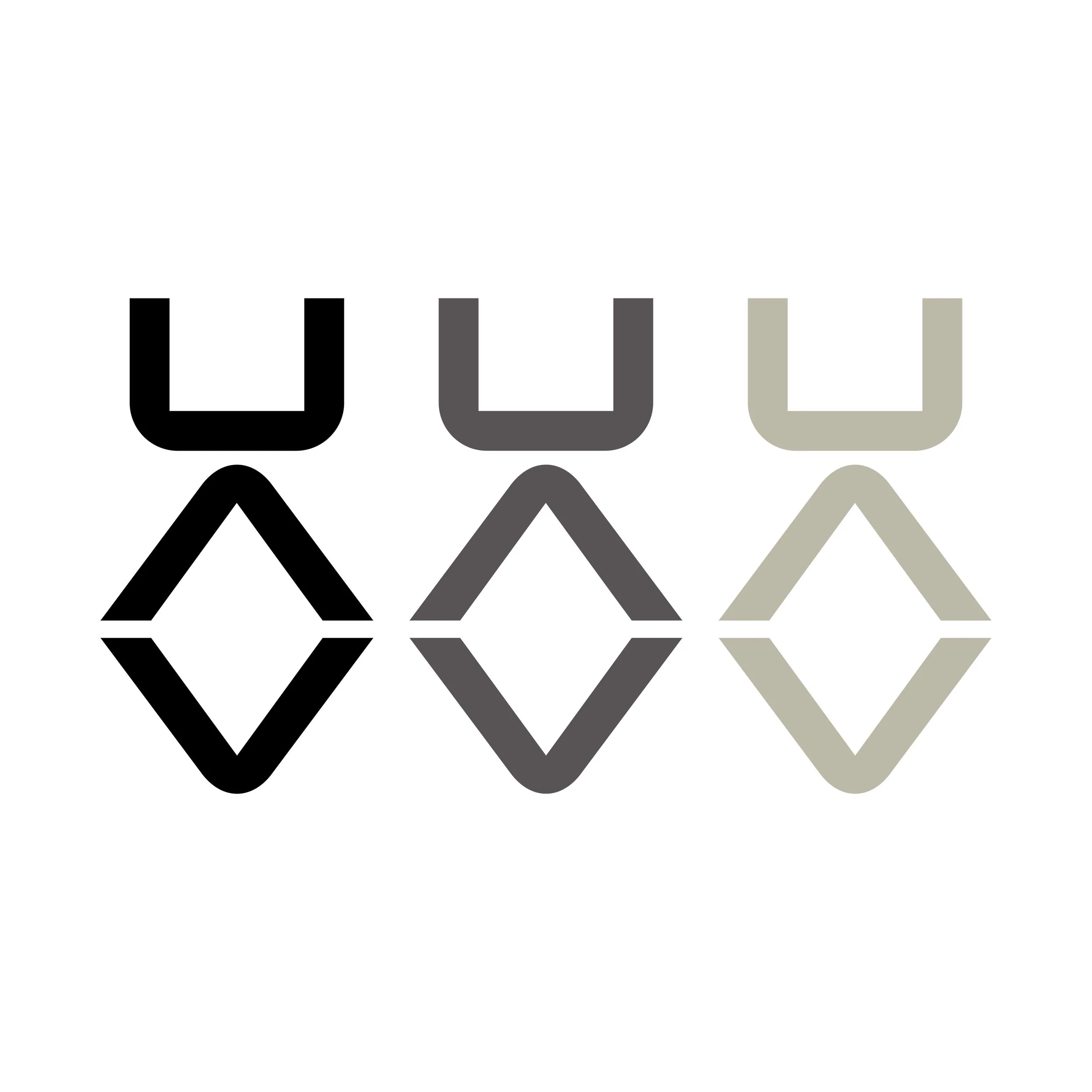 Colorful, stylized letters spelling "U" and "L" with arrows beneath, in black, gray, and beige colors.