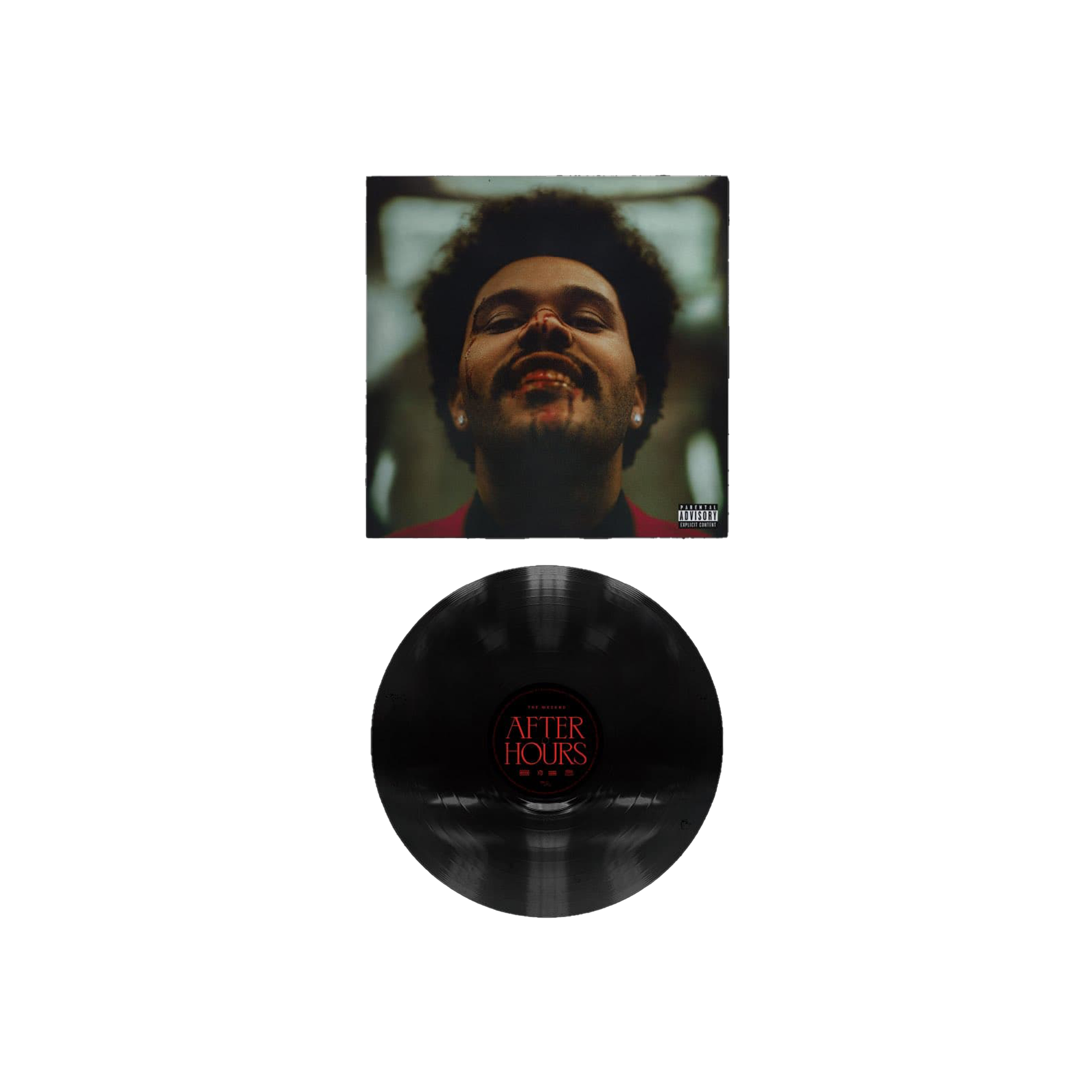 Album cover image with a close-up of a smiling woman's face, wearing earrings, with a dark background. A vinyl record partially covers the bottom.