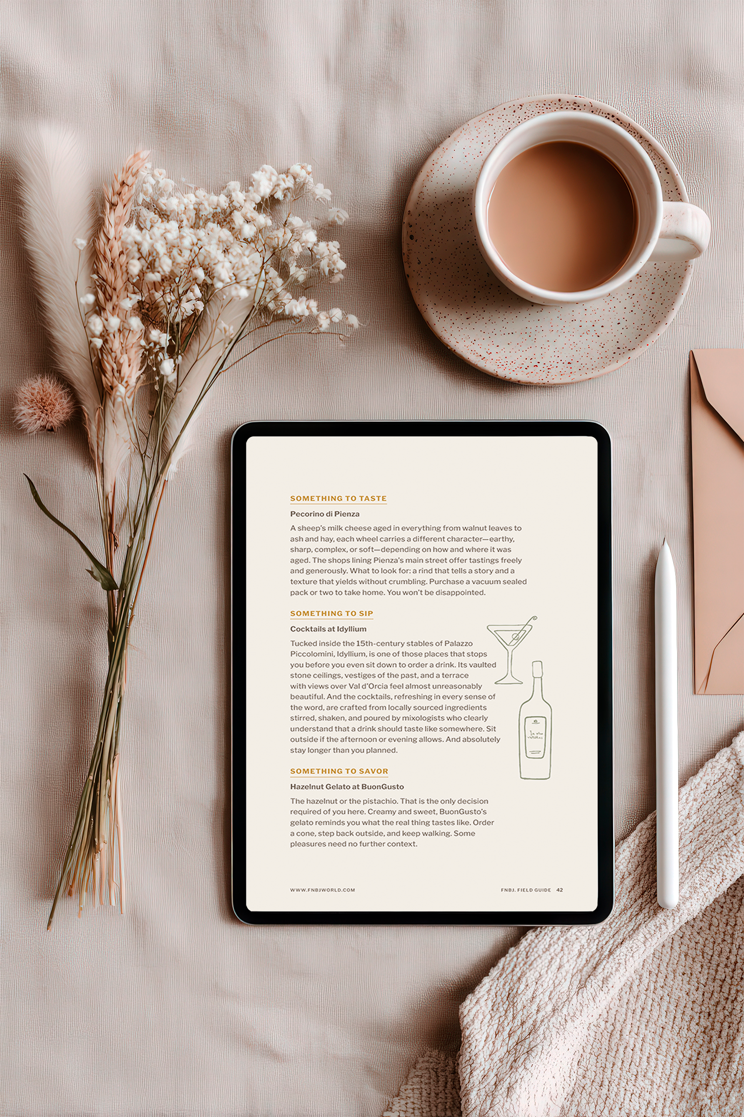 fnbj. Field Guide: On Stillness and Beauty in Southern Tuscany Val d'Orcia and Montepulciano Italy Digital Edition on an iPad