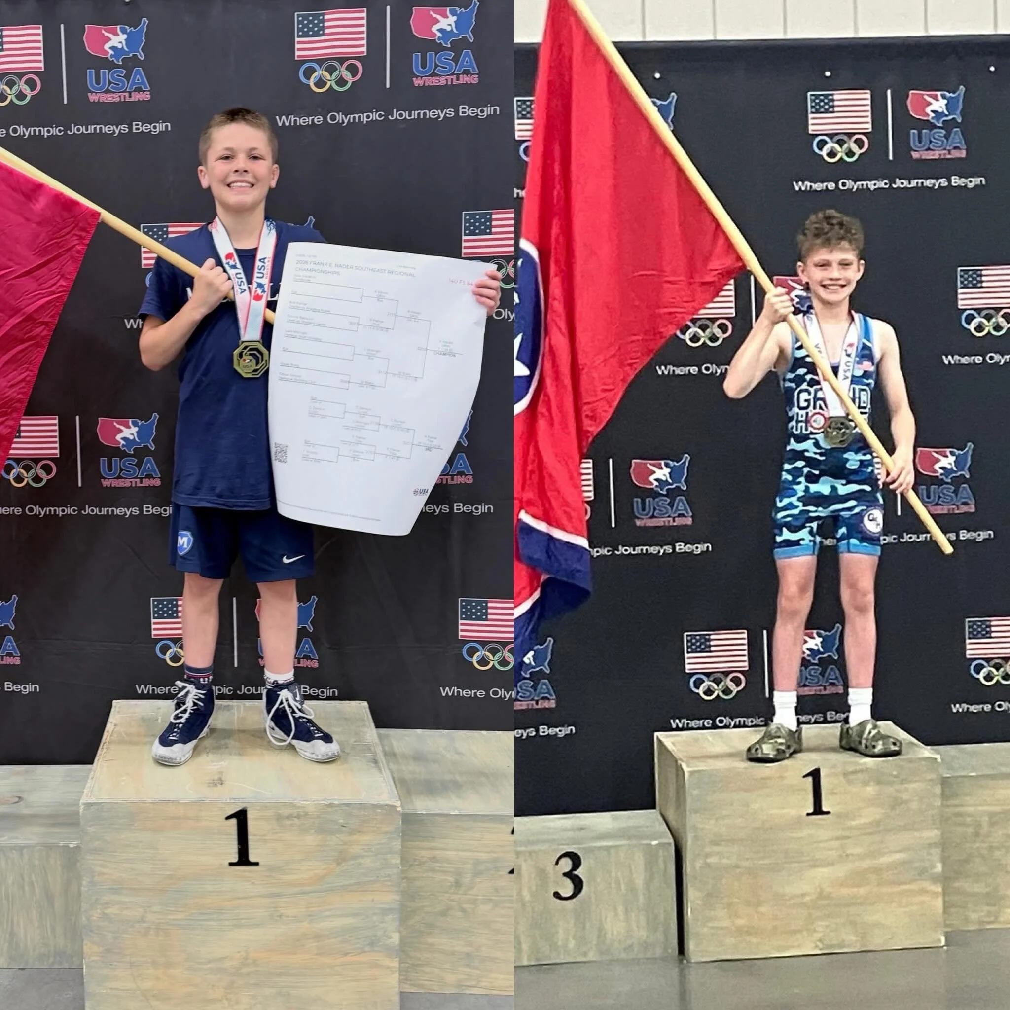 ⚙️⚡️ Grindhouse Wrestling brought home some hardware at Southeast Regionals. Proud of this group for stepping on the mat and competing against some of the best wrestlers in the Southeast.

Regional Double Champions 🥇
&bull; Rowdy Haney &mdash; 10U F