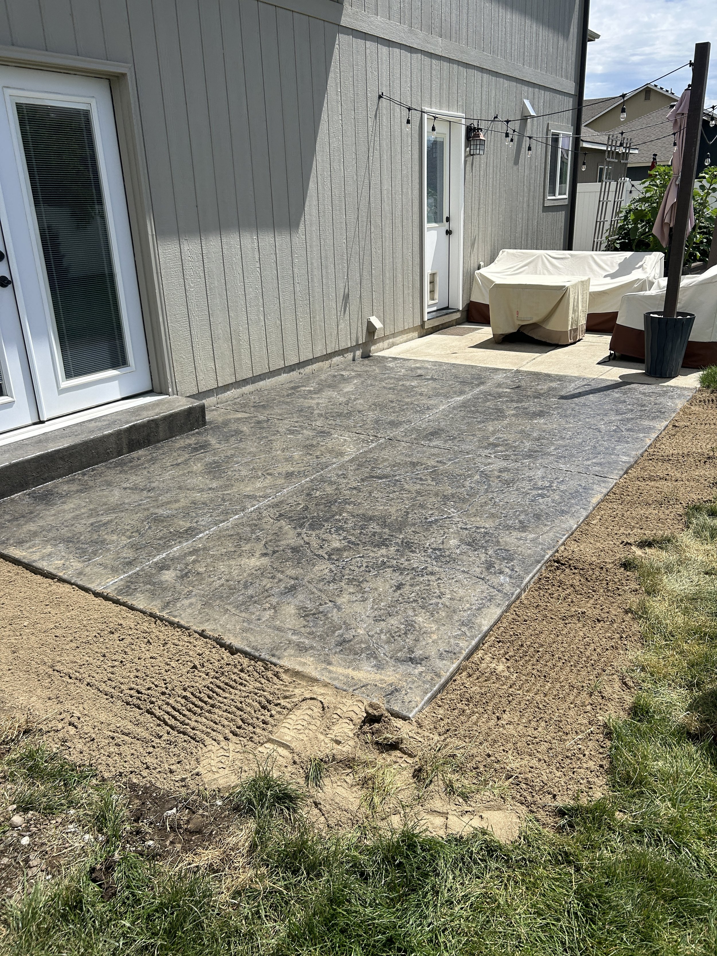 Stamped concrete patio install in Nampa Idaho
