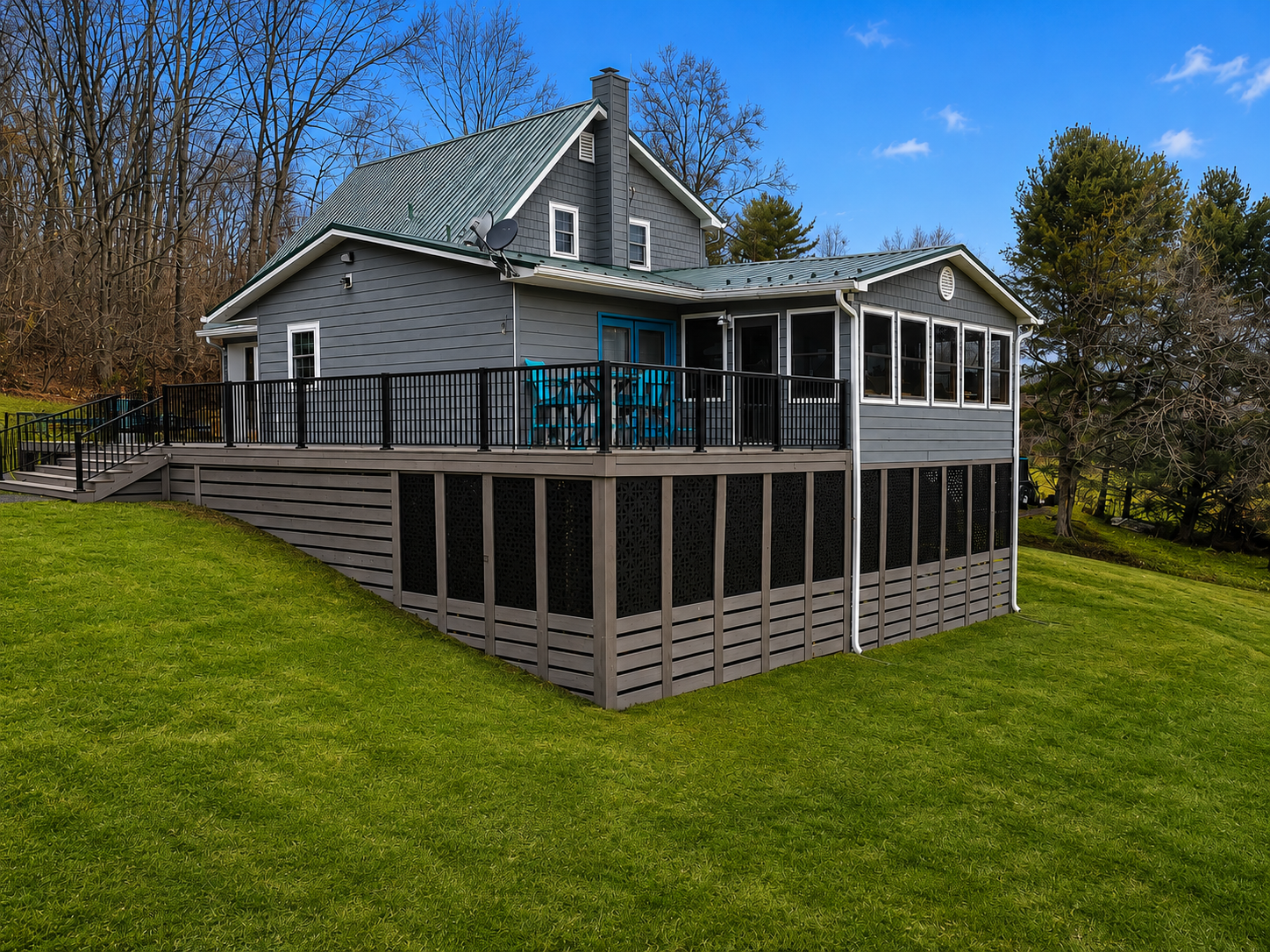 Large-Scale outdoor living transformation featuring Azek Coastline, Hideaway Screens in Southwest Virginia