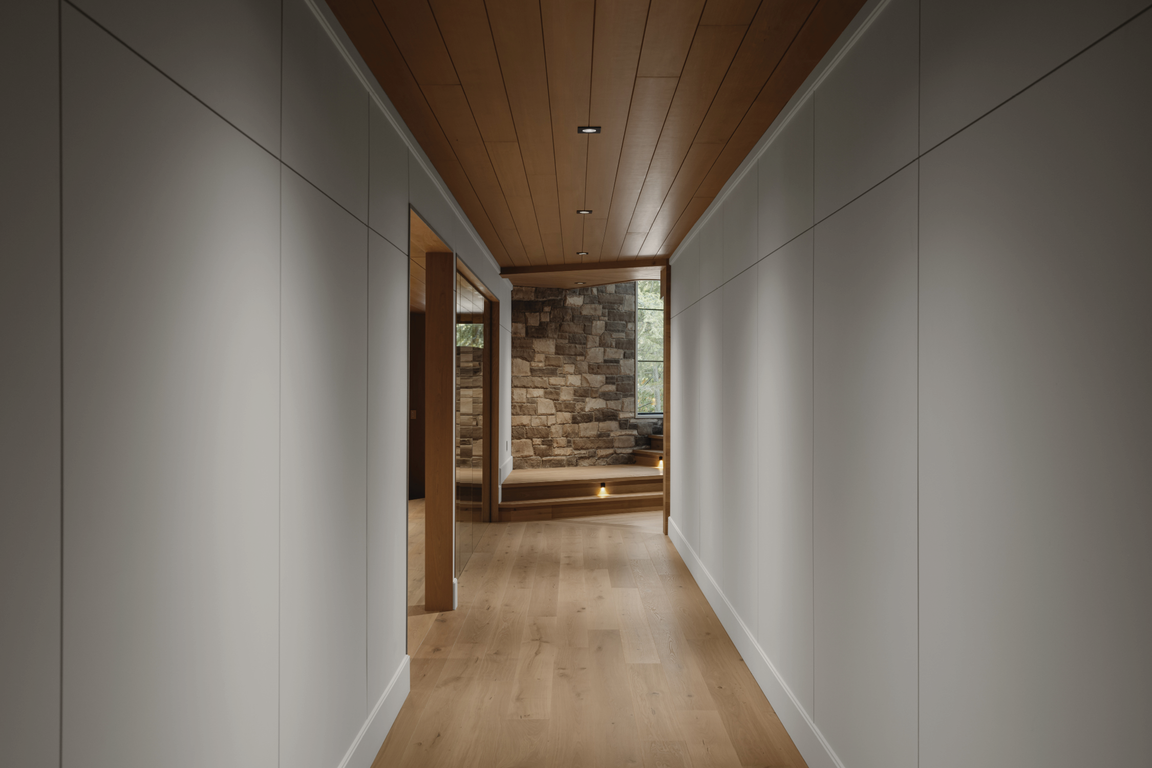 jo/ross design inc. architectural designer muskoka carrying place hallway