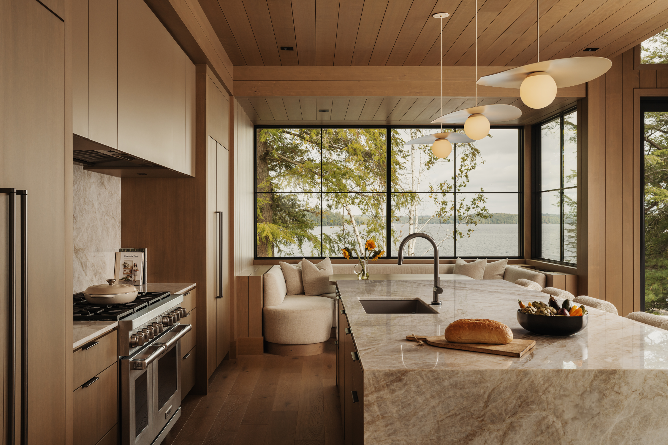 jo/ross design inc. architectural designer muskoka carrying place kitchen design with breakfast nook