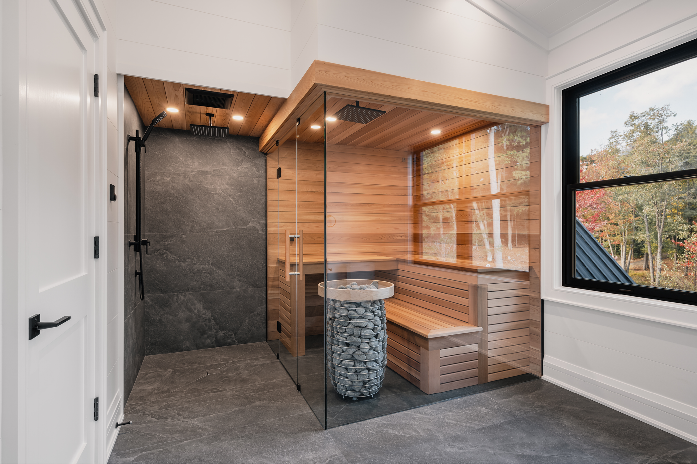 jo/ross design inc. architectural designer muskoka rocky point sauna room