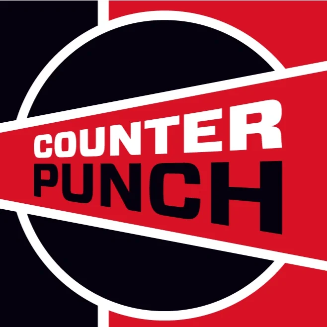 Logo for Counter Punch with red, black, and white colors and bold text.