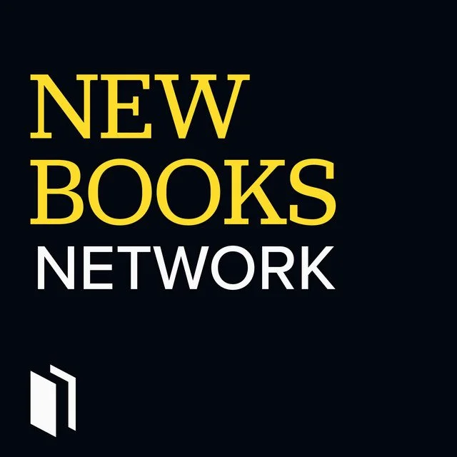 Black background with yellow text reading "NEW BOOKS" and white text reading "NETWORK". Small white book icon at the bottom left.