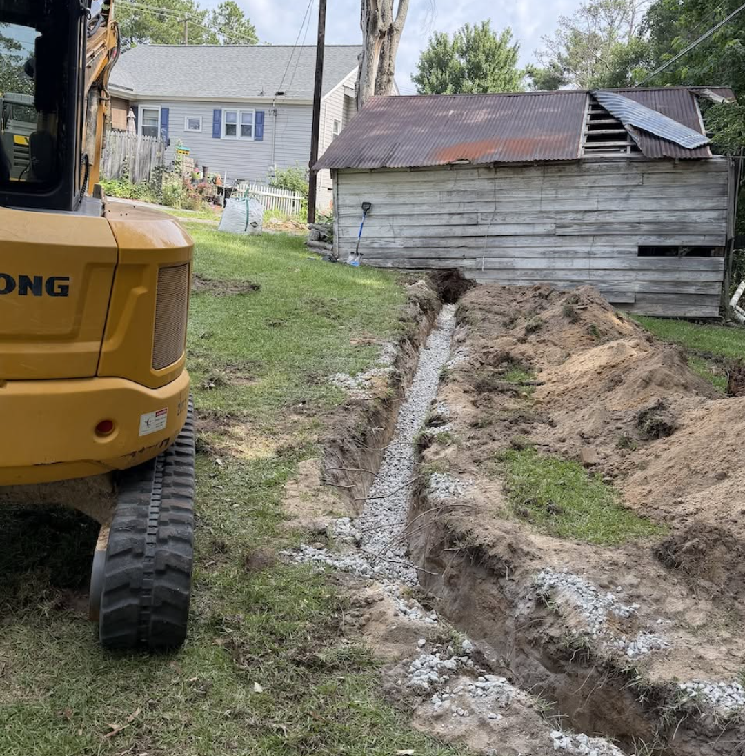 Land grading and leveling services completed in Harrisburg, NC to improve drainage, stability, and long-term performance.