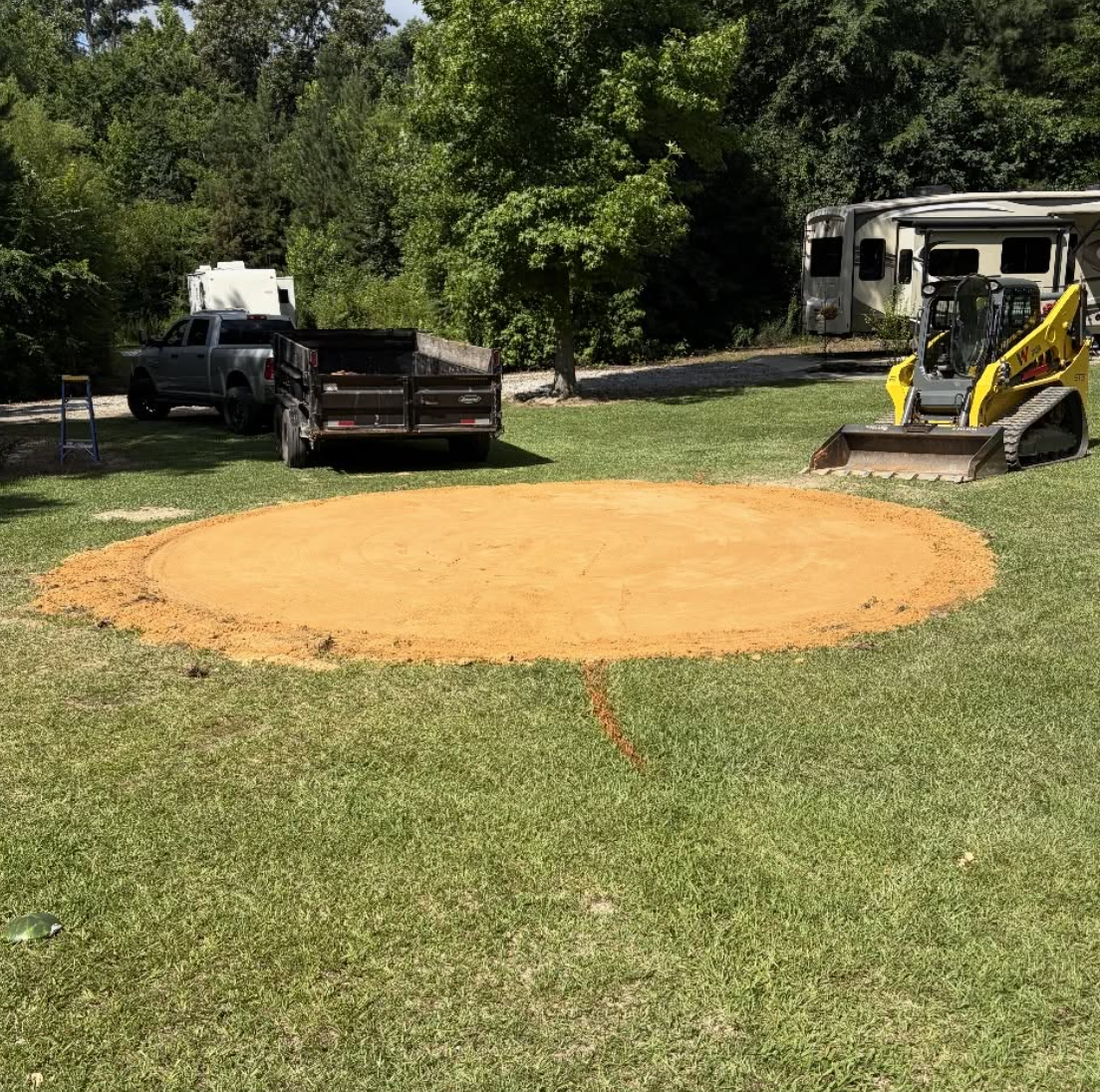 Professional grading services completed in Tega Cay, SC improving drainage and site conditions.