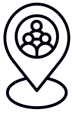 Line drawing of a location pin with a website or location icon inside, indicating a mapped or tagged location.