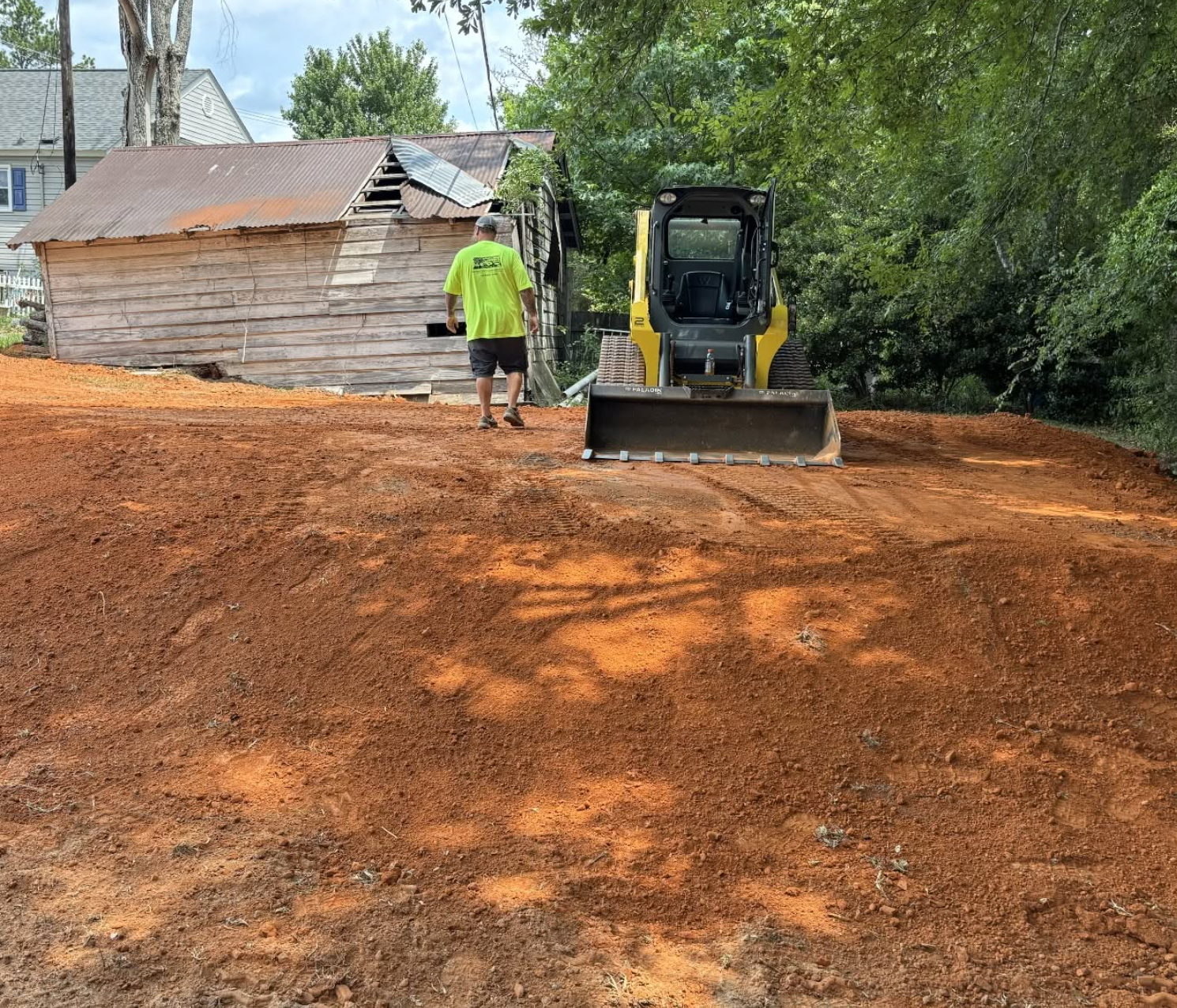 Grading and site preparation by Palmetto South Construction using compact equipment in York County, SC.