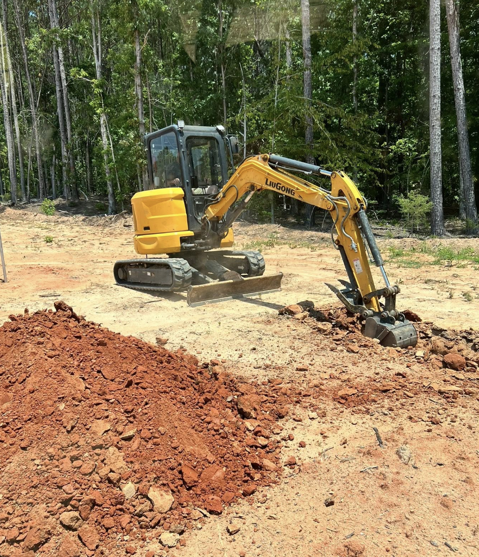 Professional excavation completed in Mint Hill, NC preparing land for residential construction.