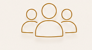ProcureandProsper Procurement Consulting That Drives Growth, Line art illustration of three people, one larger in the center and two smaller on each side, representing a group or team.