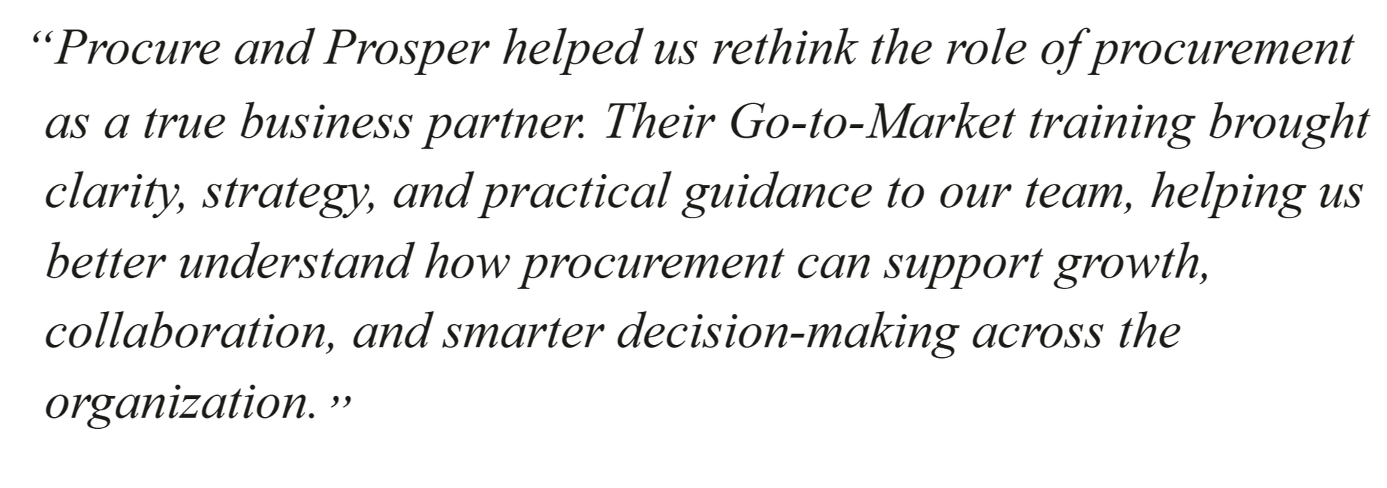 Quote on procurement and growth, over a dark background with a faint shadowed text style.