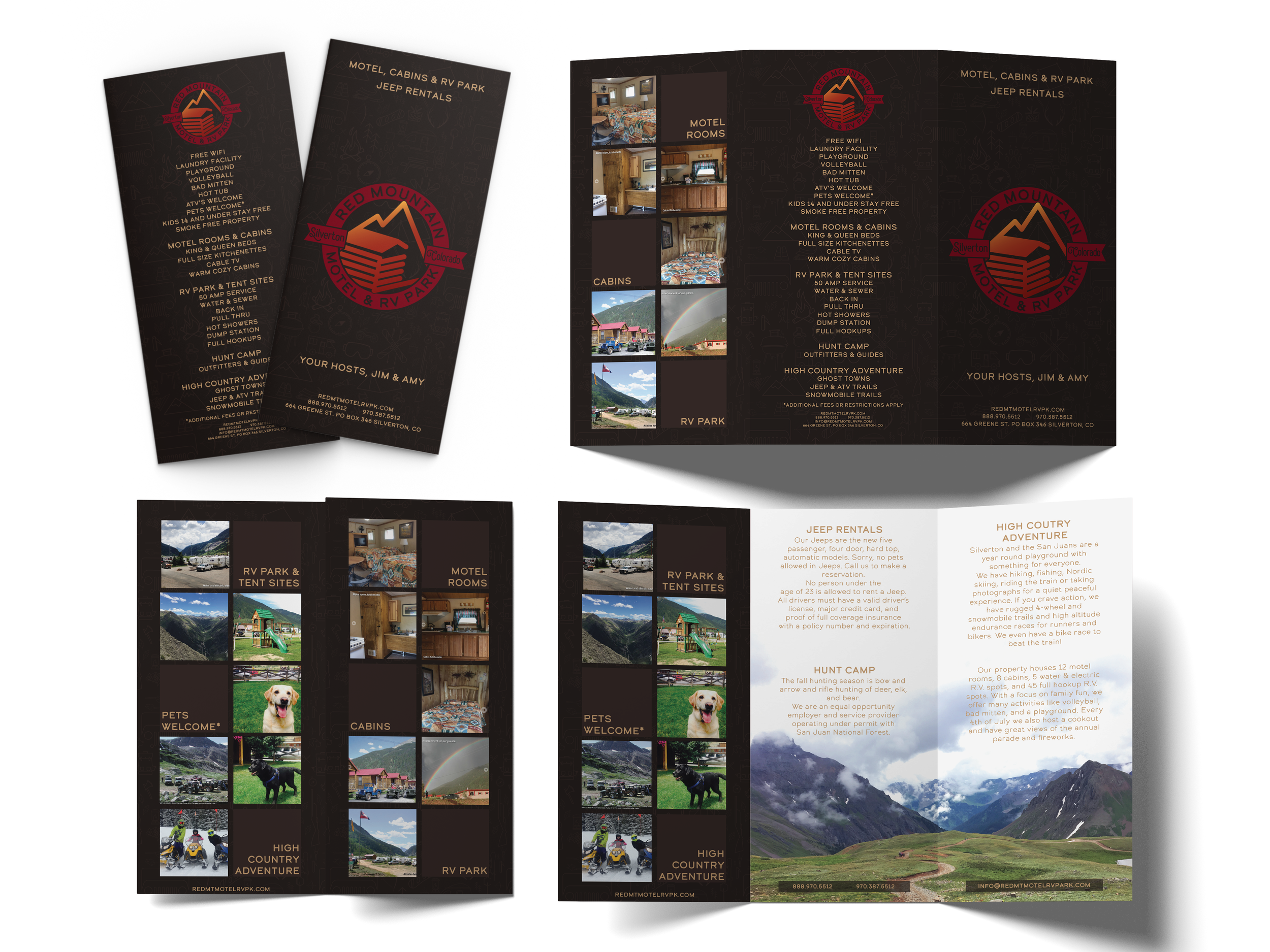 Brand Identity, Print Graphic Design, family owned business, outdoors, campground, trifold  brochure design