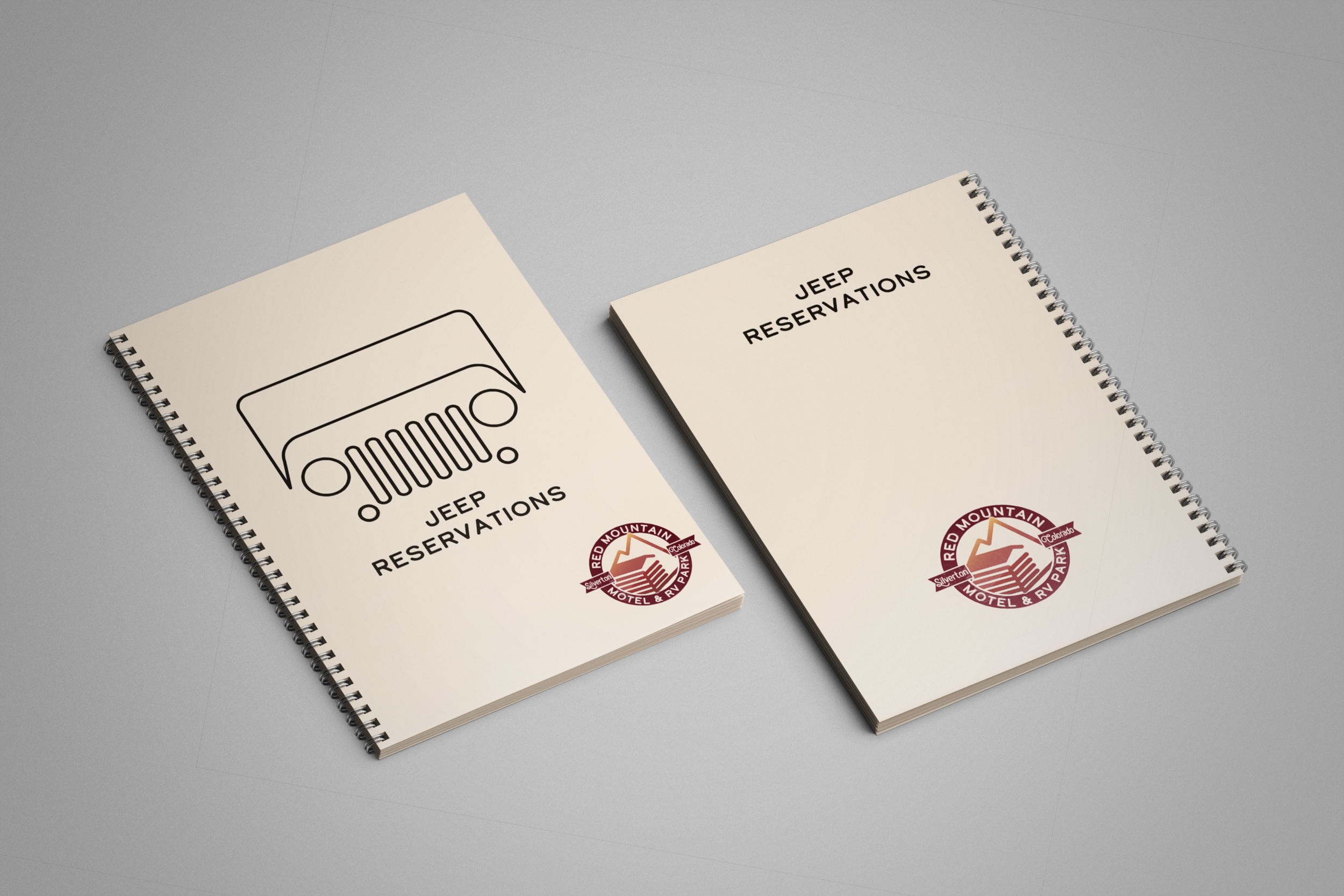 Brand Identity, Print Graphic Design, family owned business, outdoors, campground, jeep rental reservation book pdf layout design