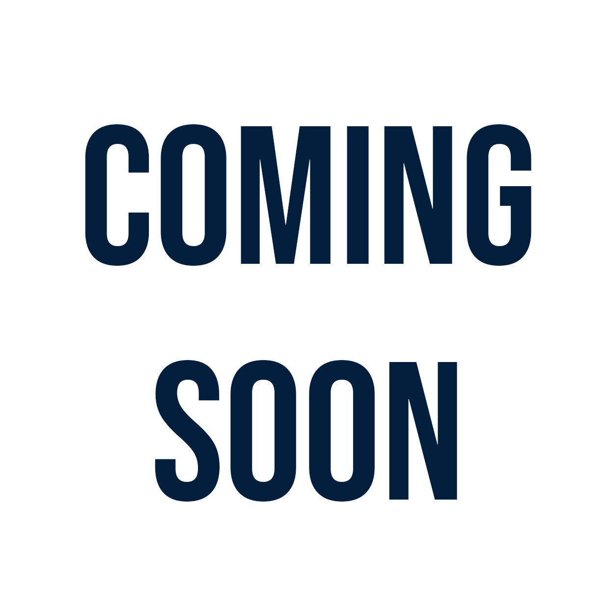 Text on a white background reading 'COMING SOON' in bold dark blue letters.